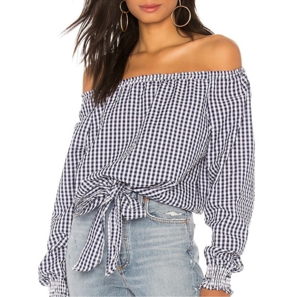 Sanctuary Gingham Off Shoulder Top